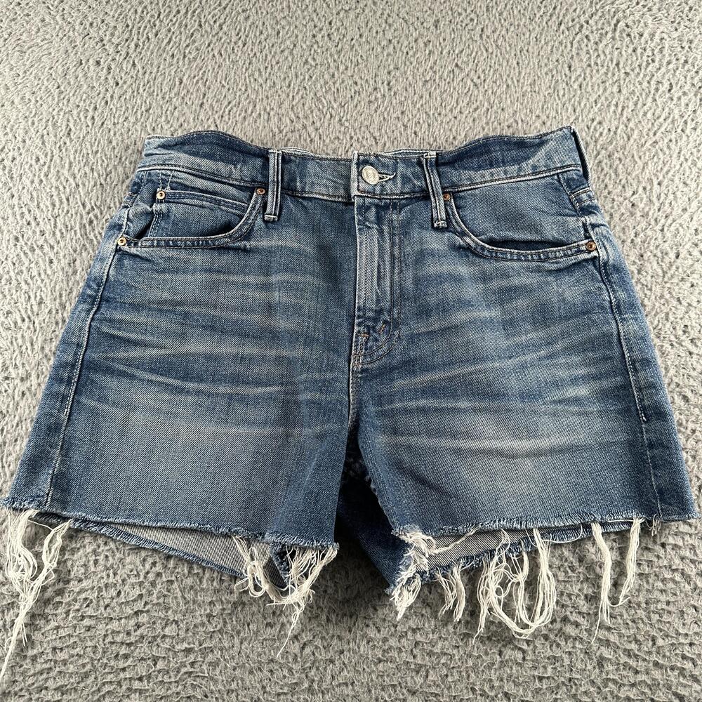 Mother Dutchie Short Fray Cutoff Denim Shorts Womens 25 Blue Raw Hem High Rise